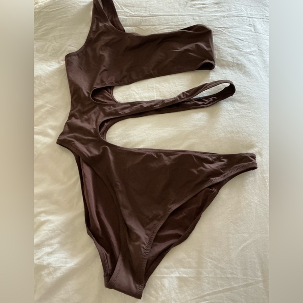 SKIMS Chocolate Cutout One-Piece Swimsuit